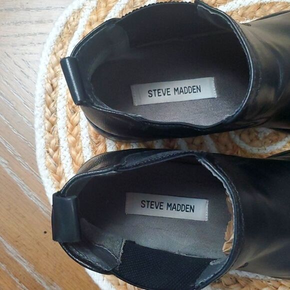Steve Madden Black Leather Boots - Picture 6 of 9